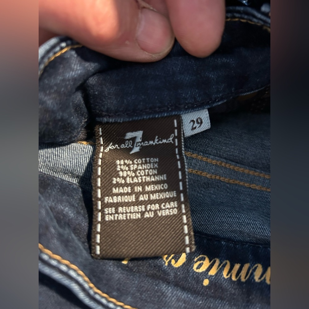 7 For All Mankind | Kimmie Crop | Blue Straight Leg Jeans | Size 29 - Picture 5 of 7